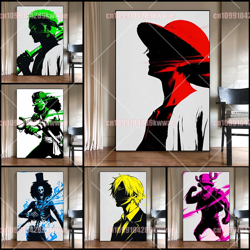 Póster de Anime One Piece, Nami, Sanji, Luffy, Zoro, Brook, lienzo sin marco HD, pintura para sala de estar, decoración de dormitorio, regalo exquisito