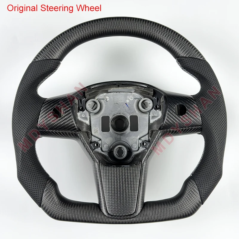 Glossy Carbon Fiber Steering Wheel for Tesla Model 3 Model Y 2016 2017 2018 2019 2020 2021 2022 2023 2024 Custom Style Wheel