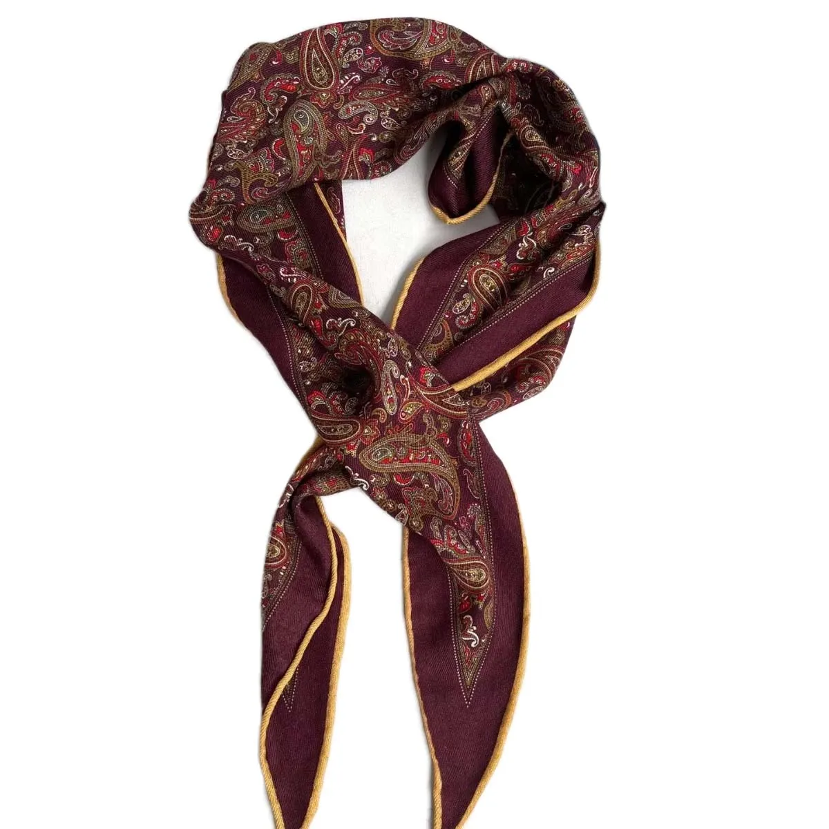 

Paisley Diamond Silk Wool Scarf Cashmere Blend Neckerchief