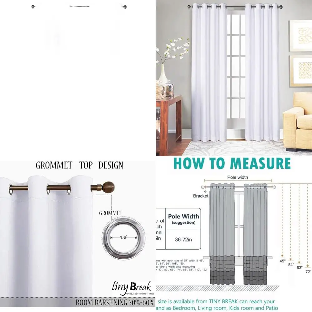 

Cotton Solid & Thick 96 Window Curtains, 100% Cotton, Grommet Style, Room Darkening, 55x96 Set of 2