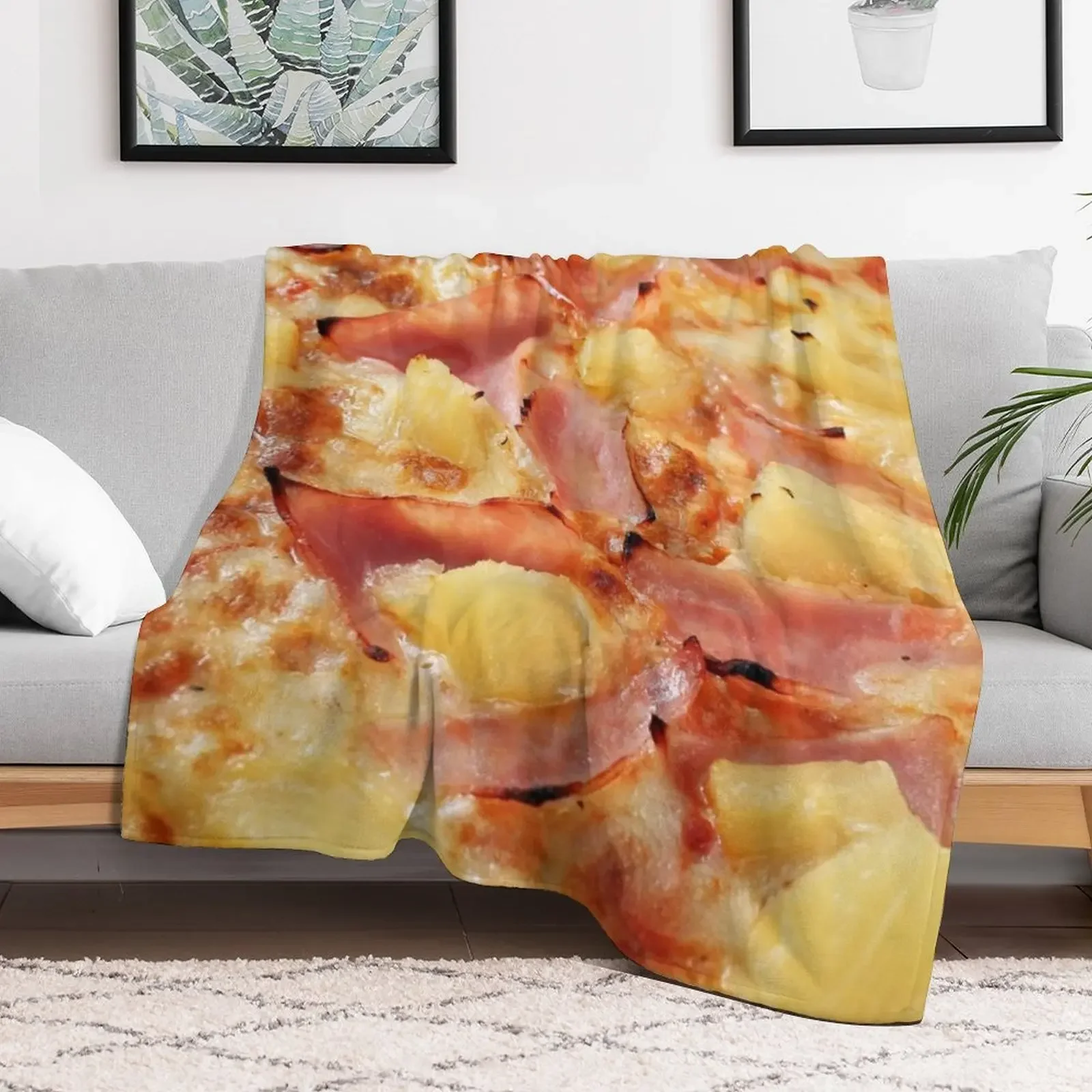 Pineapple Pizza Throw Blanket Stylish Couch Blanket for Home Living Room
