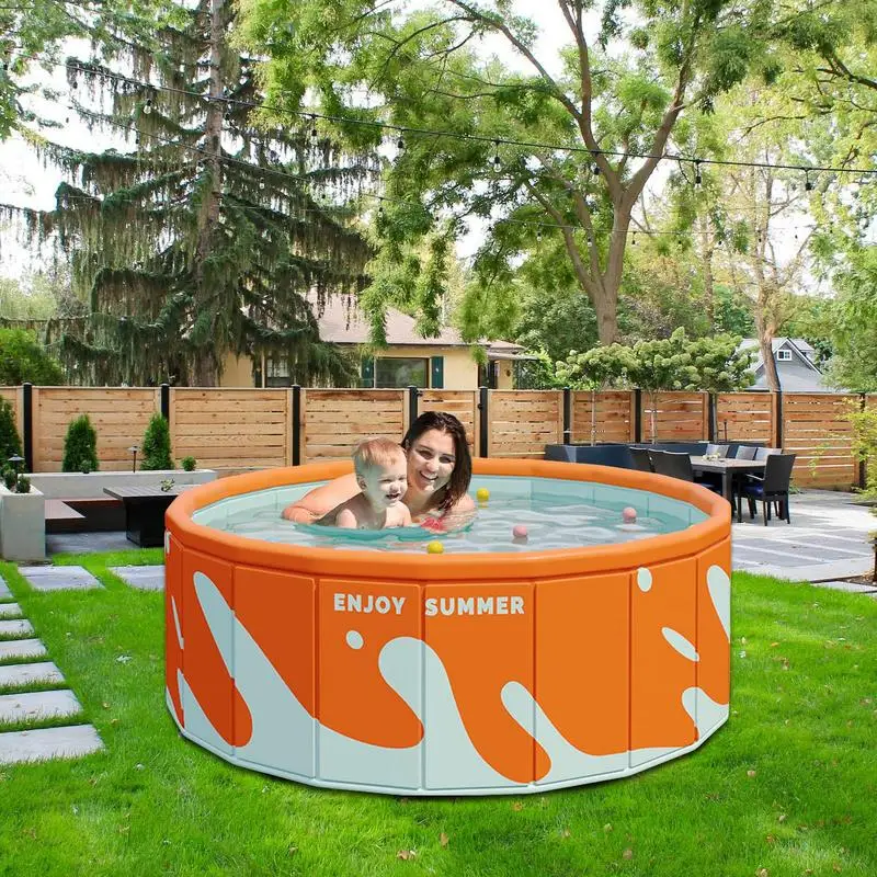 Folding Swimming Pool Non-Inflatable Folding Kiddie Pool Portable Swimming Pool for Outdoor Indoor Backyard Garden Balcony Beach