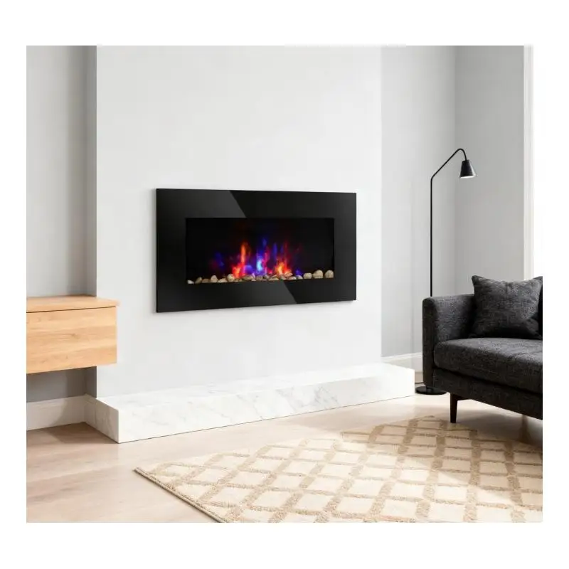 Perapian Listrik LED 7-Warna yang Dipasang di Dinding dengan Efek Api untuk Dekorasi Rumah