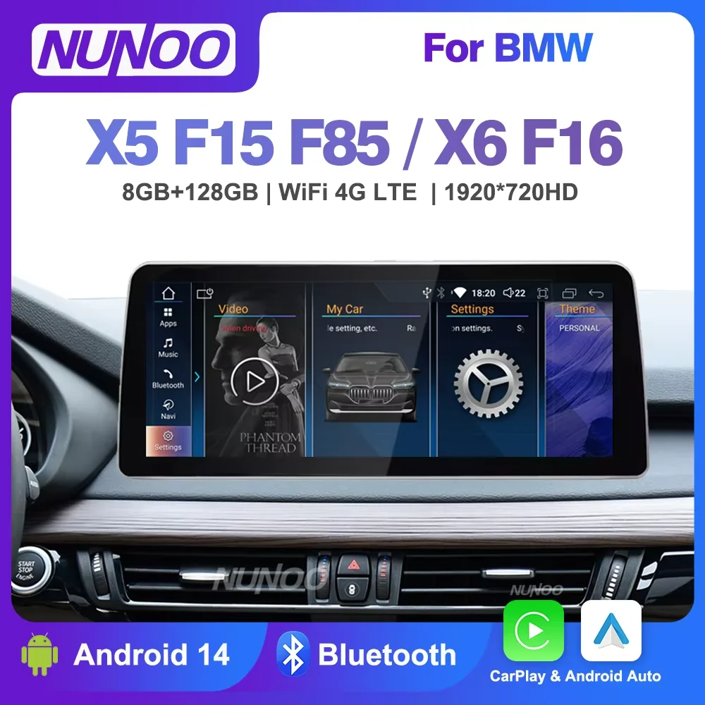 

New Android 14 Auto Wireless CarPlay For BMW X5 F15 X6 F16 F85 2013-2018 Car Multiemdia Player GPS Stereo 4G WiFi Head Unit