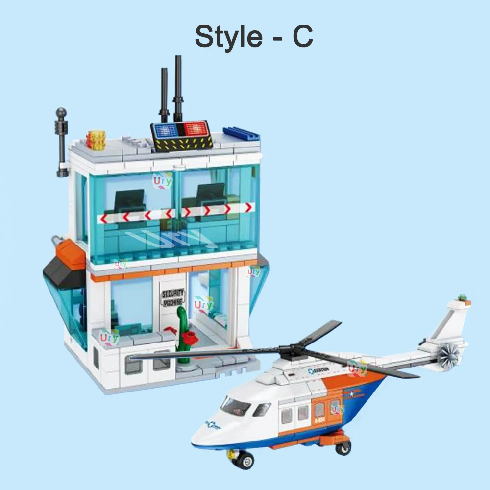 3in1 City Series Aviation Cargo Plane Helicopter Airport Airbus Airplane Control Tower DIY Building Blocks Toy Set Kids Boy Gift