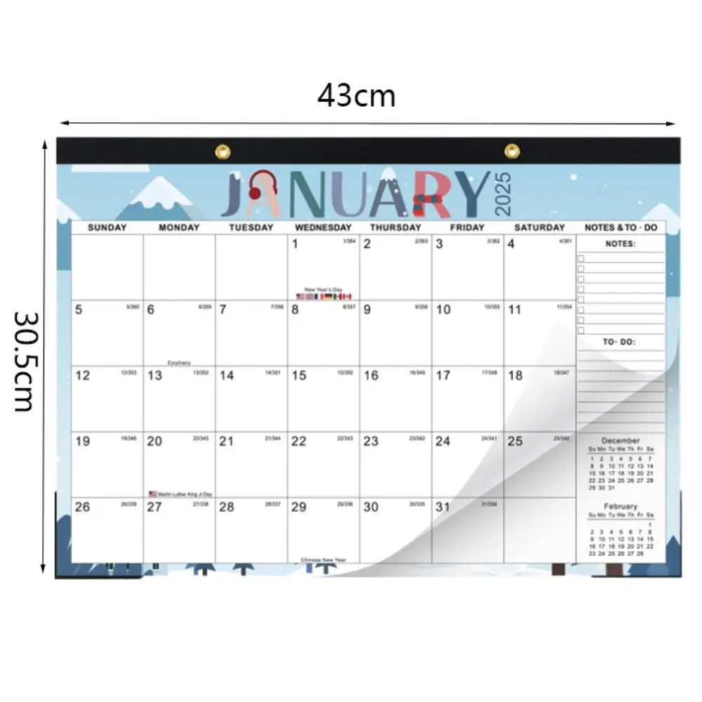 With Hanging Hole 2025 Monthly Wall Calendar Rectangular American Theme Month Calendar Large Size Daily Schedule Calendar Gift