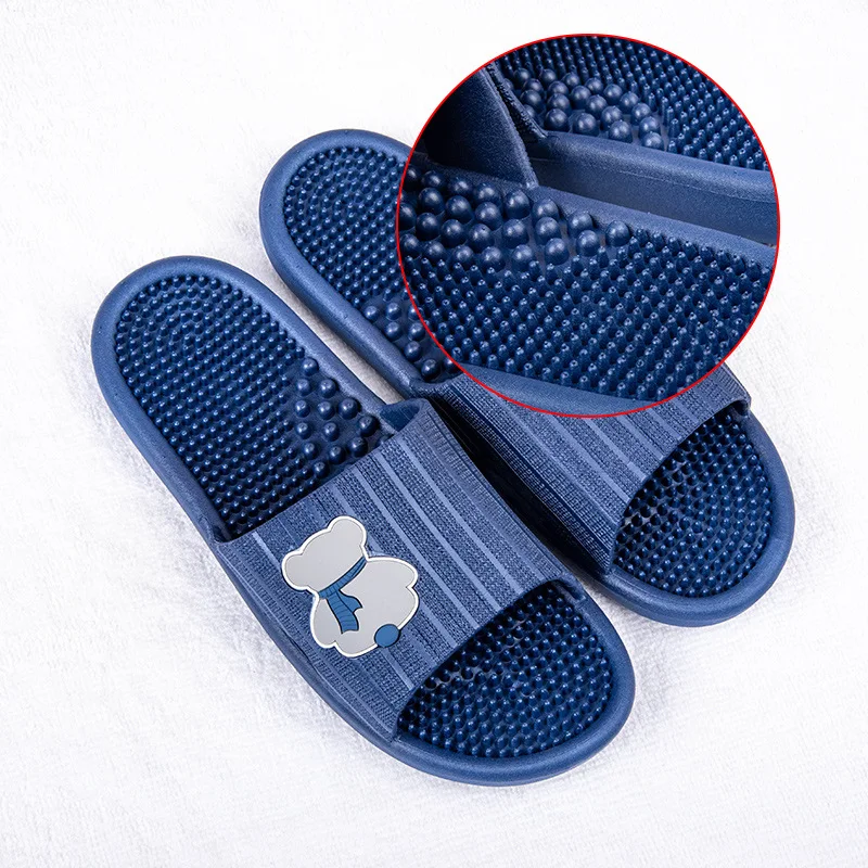 Indoor Foot Massage Slippers for Men Wear-resistant Anti Skid Bathroom Slippers Soft Elastic Comfortable Home Couple Sandals