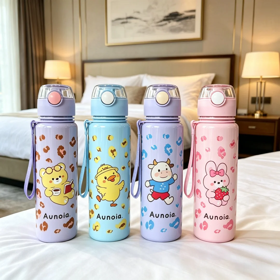 Cute Animal Pattern 700ML Water Bottle, Reusable Durable, Trendy Lovely Design, Gifts, Lightweight Original Travel Kettle