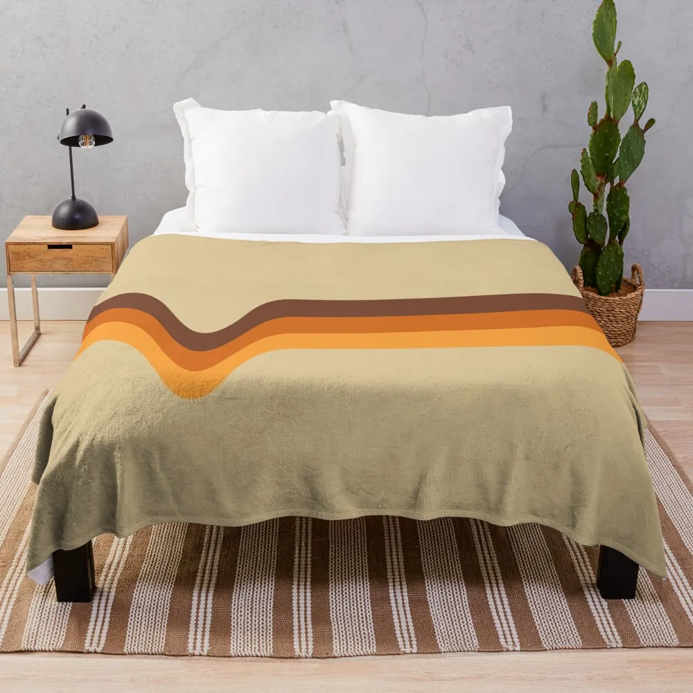 

70s 70’s Stripes Brown Orange Yellow Throw Blanket Luxury Throw Blankets For Baby Flannel Fabric Blankets