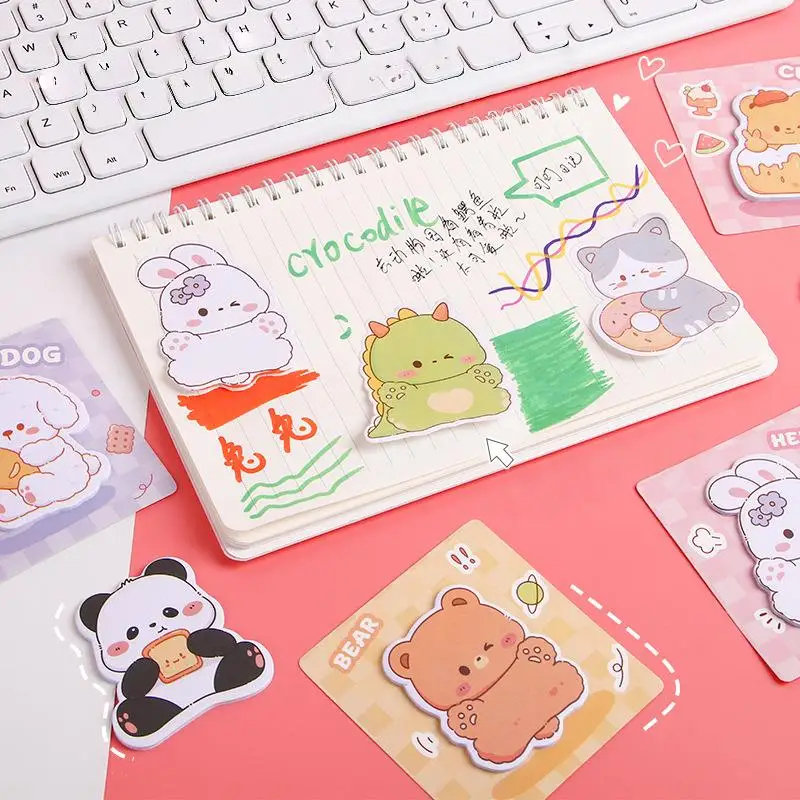 20 Sheets Cartoon Animal Sticky Notes Cute Students School Office Self Adhesive Note Pad Message Postnotes Book Supplies Writing