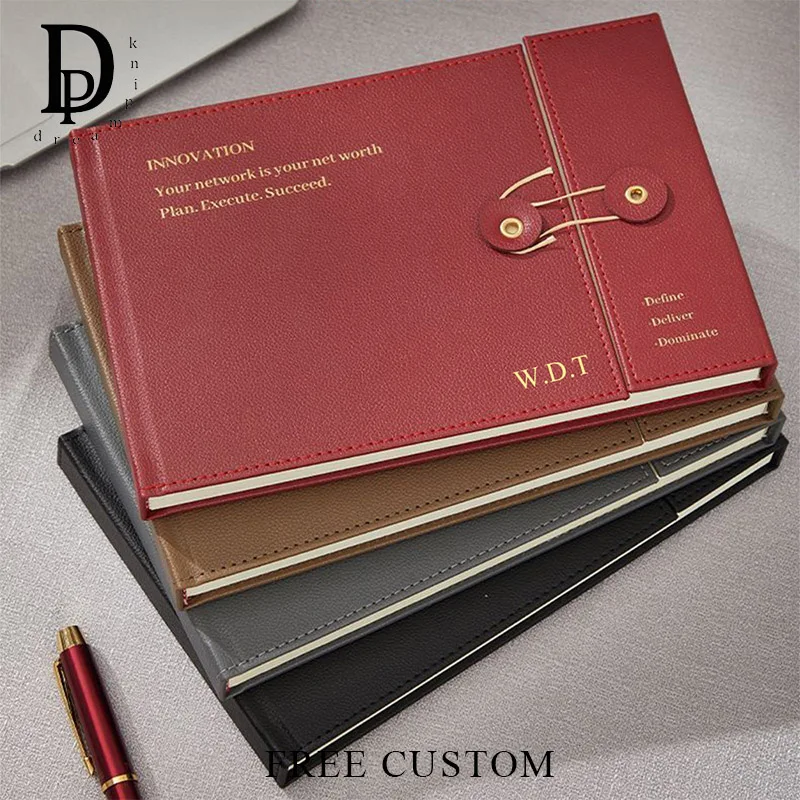 A5 Custom Initials Business Luxury Design Notebook PU Cover DIY Student Diary Note Pad Engrave Name Wholesale Student Journal
