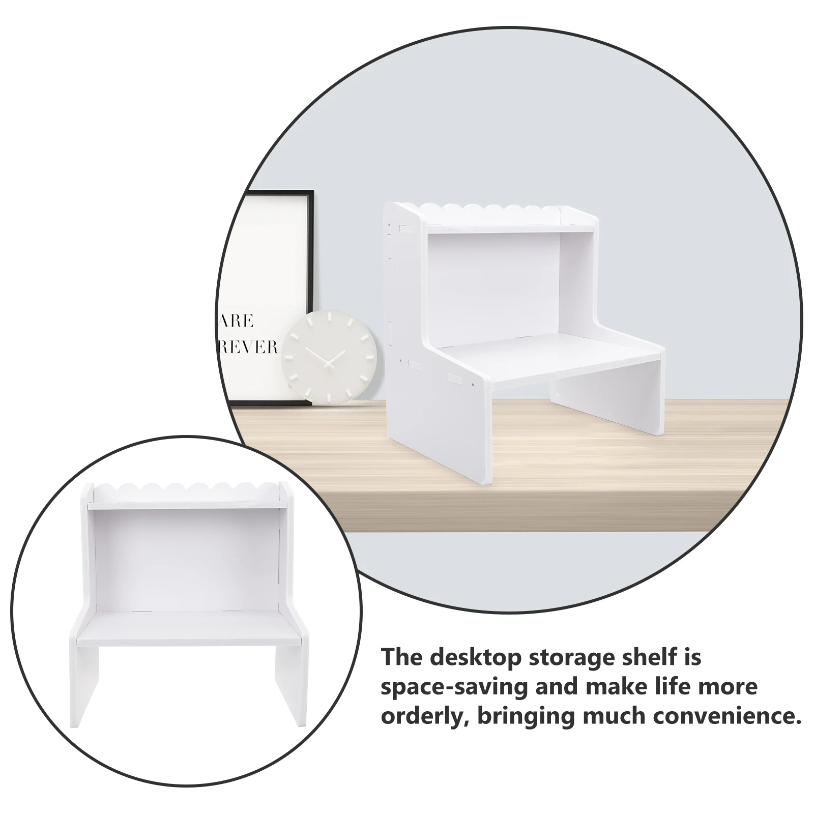 

Shelf Increased Elevated Cosmetics Finishing Rack Office Desktop Storage Wooden Portable