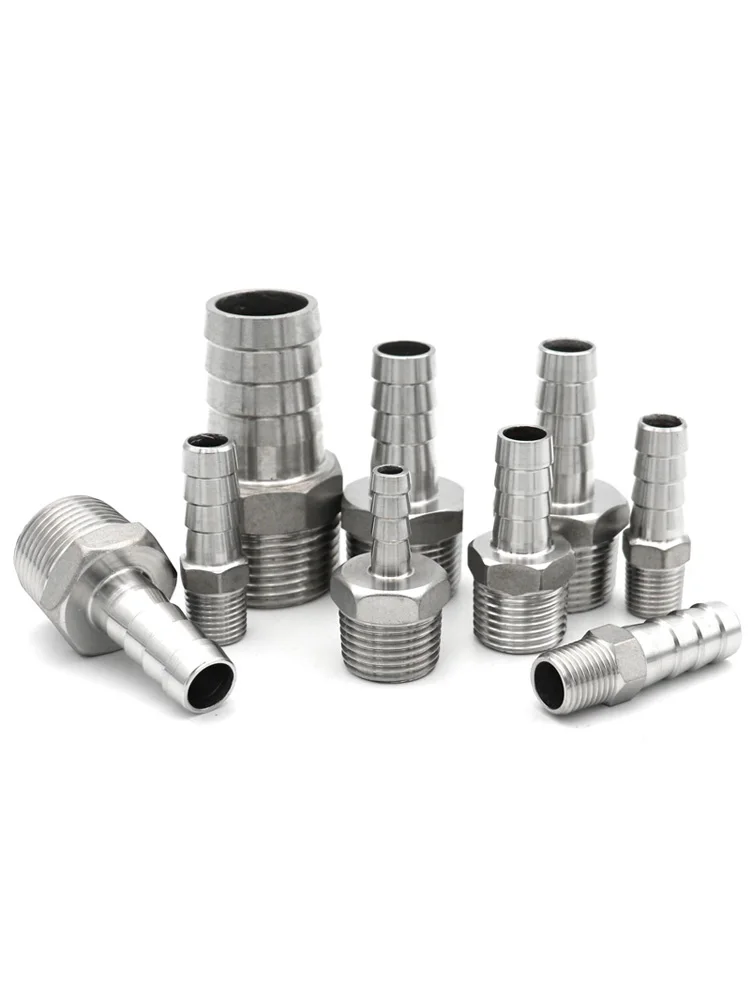 Connecteur de coupleur de tuyau SS304, 6 8 10 12 13 15 16 19 20 25 32 38mm avec filetage mâle Bspt 1/8 "1/4" 3/8 "1/2" 3/4 "1" raccords de tuyauterie