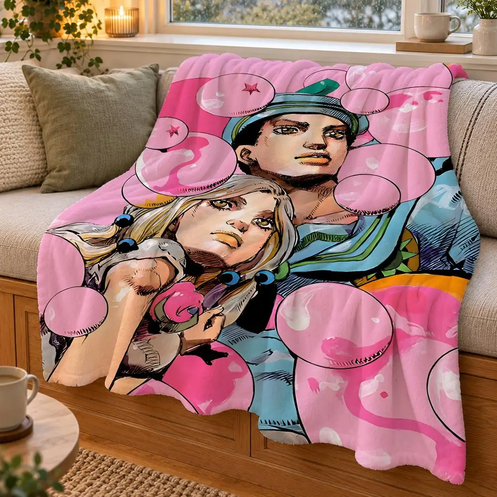 J-JoJo B-Bizarre Adventure Throw Double Sided Flannel Throw Blanket Soft Warm Washable Home Decor