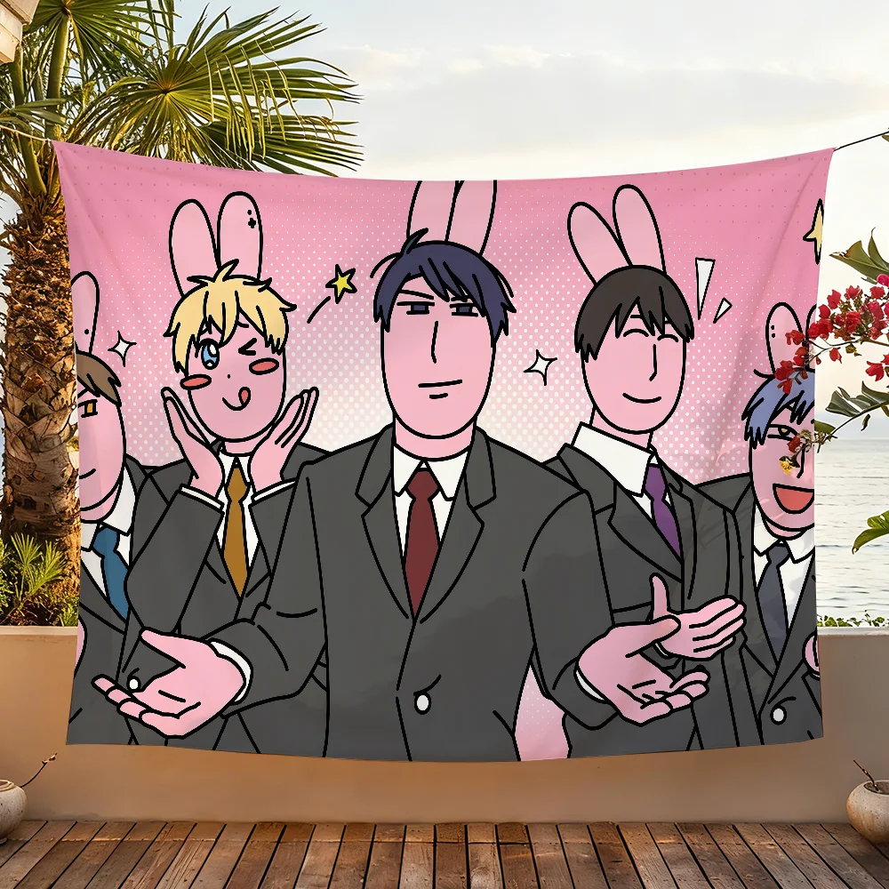 Fun Myfriend Rabbit Pink flag For Camping Party Picnic Studio Booth Background Wall Interior Decoration Banner