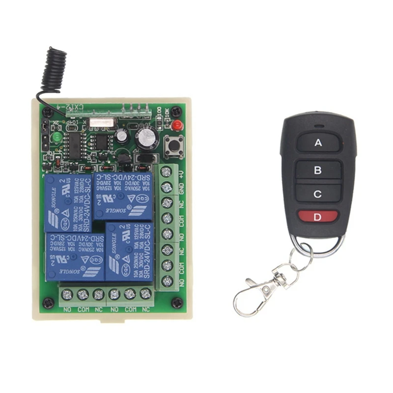 DC 12V 24V 4CH Radio Radio Remote Control Switch 4 Channel Receiver + Transmitter For The Motor To Reverse The Lamp Push Rod