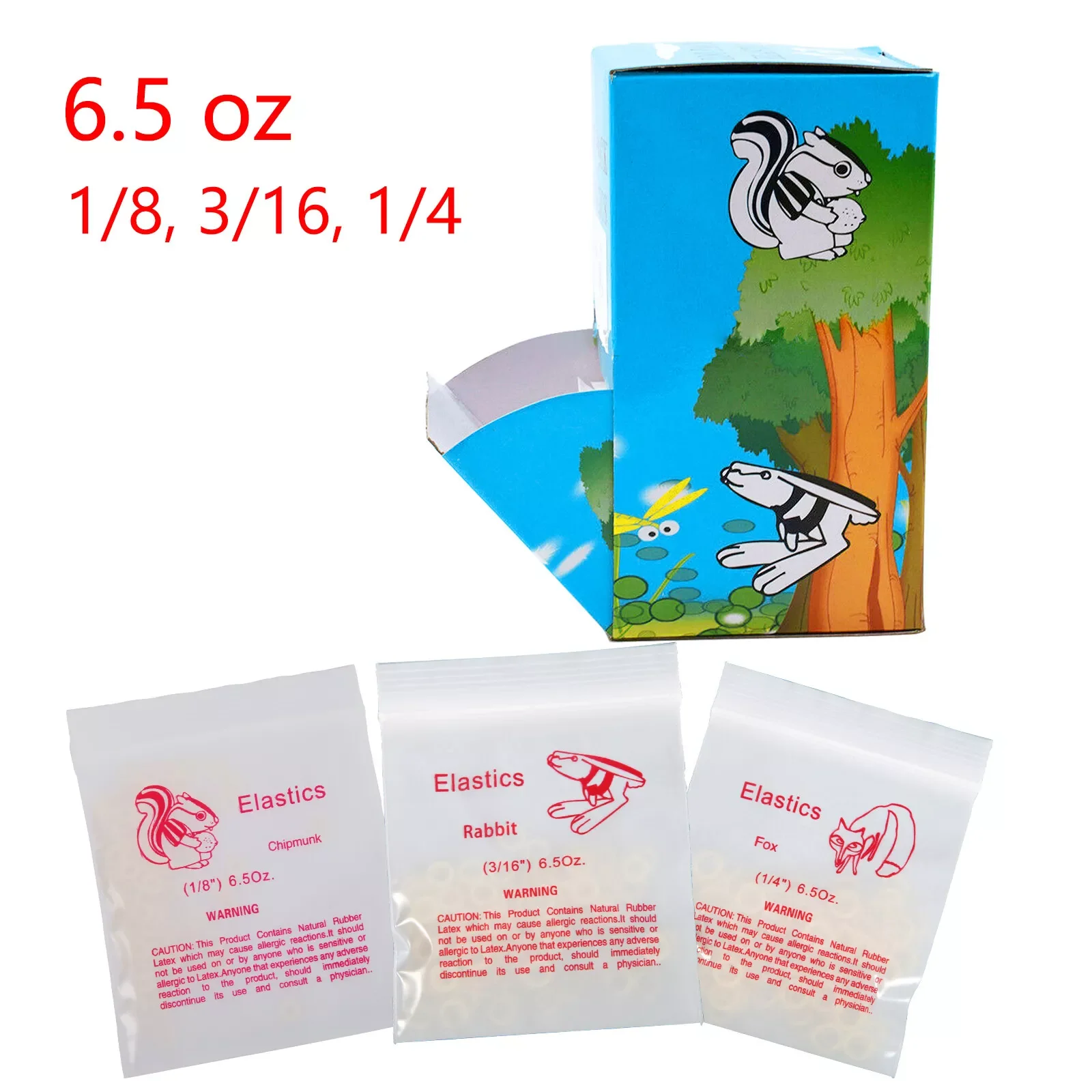 

5000pcs/ 50 Bags Dental Orthodontic Elastics Latex Braces Bands Rabbit Force 6.5/3.5 OZ