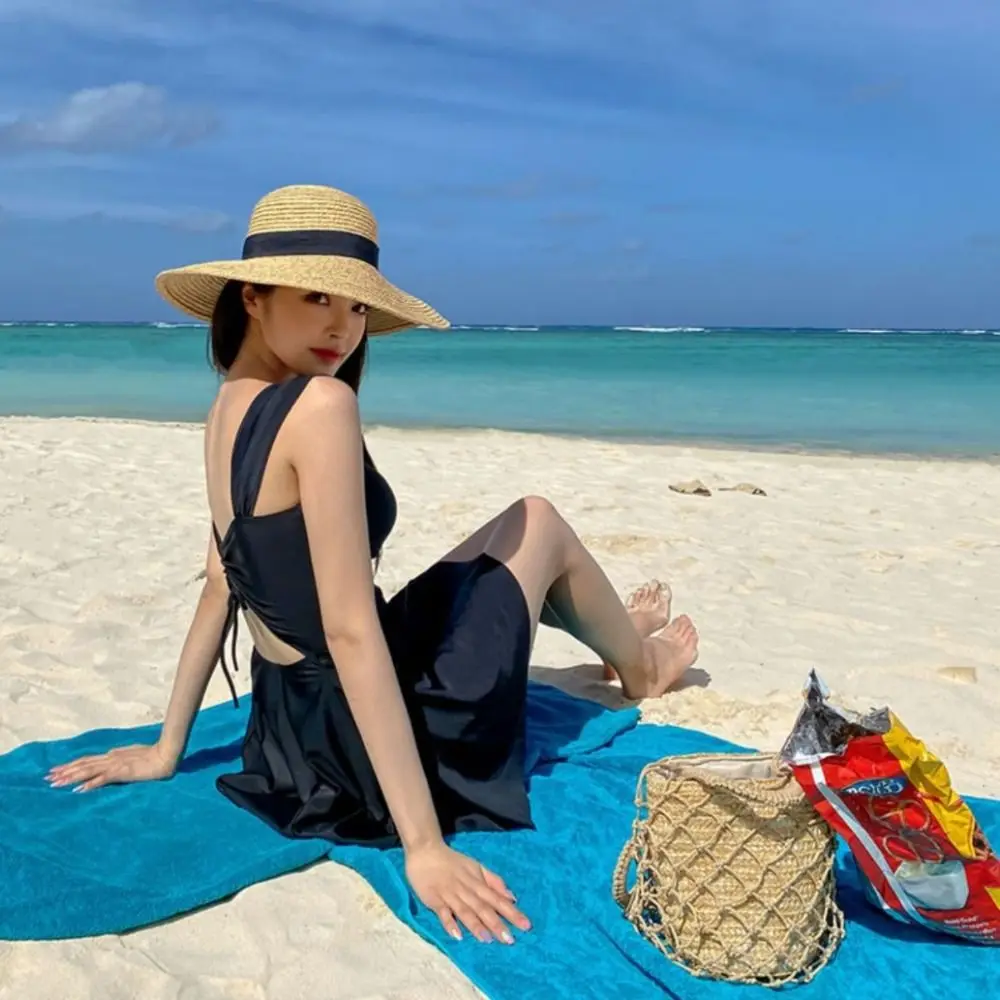 Padded Conservative Swimsuit Gathered Thermal Belly Cover Swimsuit Svelte Design Steel Support Monokini Bandeau Dress Beach