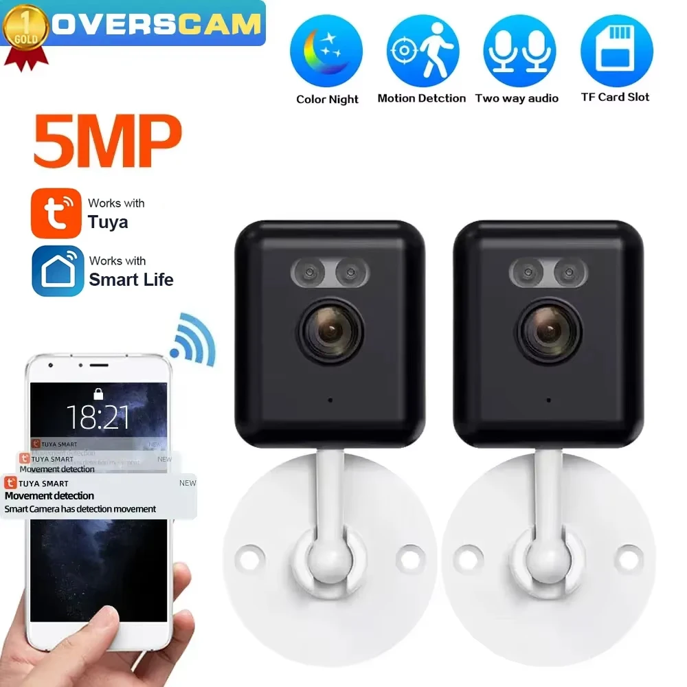 

Беспроводная камера видеонаблюдения с Wi-Fi, 5 МП, внутренняя мини-камера видеонаблюдения, обнаружение движения, Smart Life, радионяня Tuya Smart