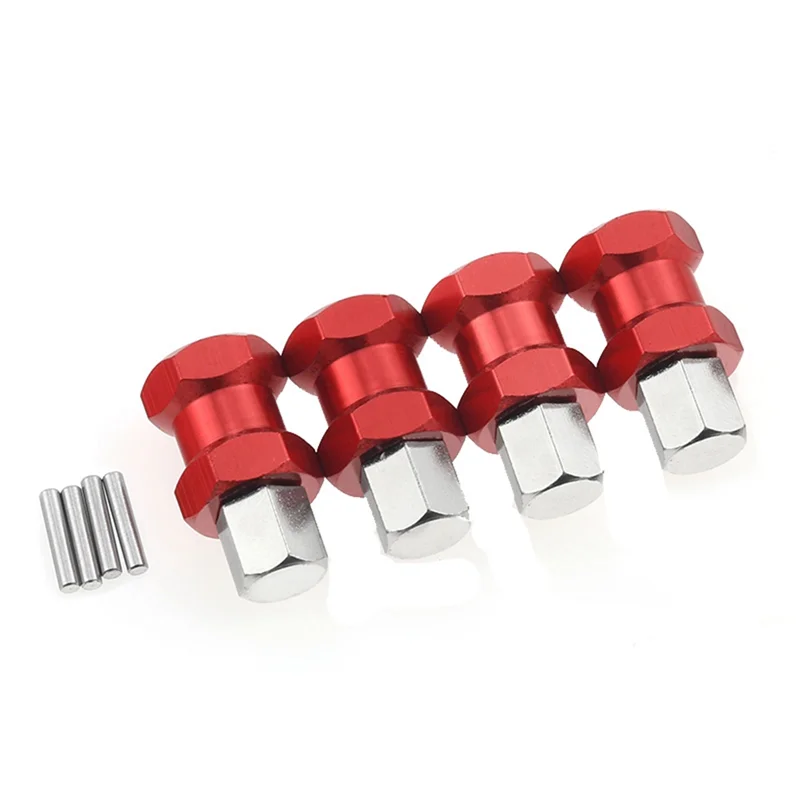 YSUN-12X RC Car Metal 12Mm Wheel Hex Hub 15Mm Extension Coupler For AXIAL SCX10 D90 CC01 F350 1/10 RC Crawler-Red