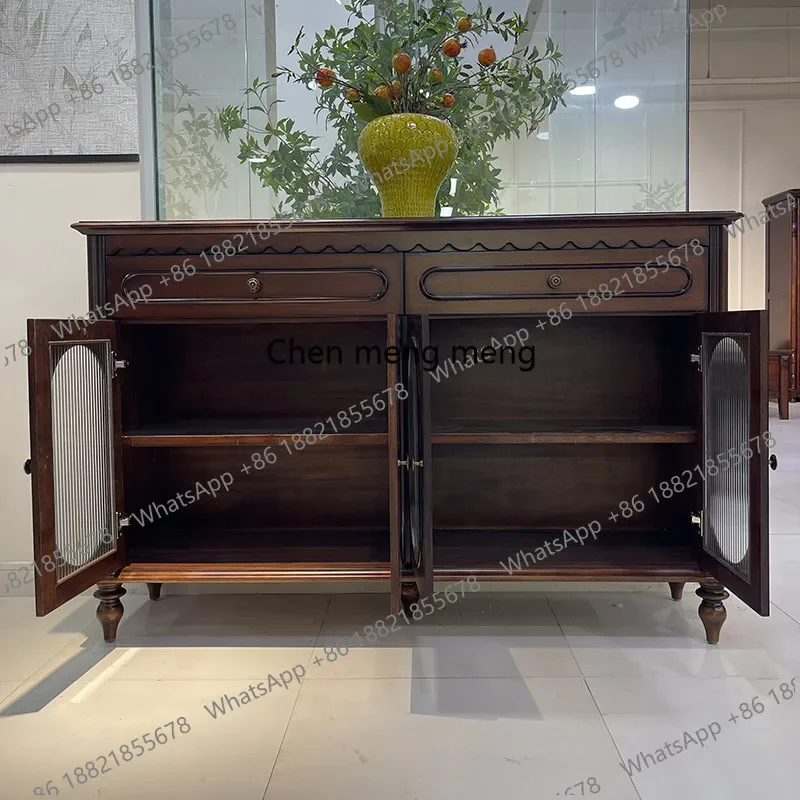 

F150 American medieval style all solid wood dining side cabinet for home use, storage cabinet retro rural pastoral style