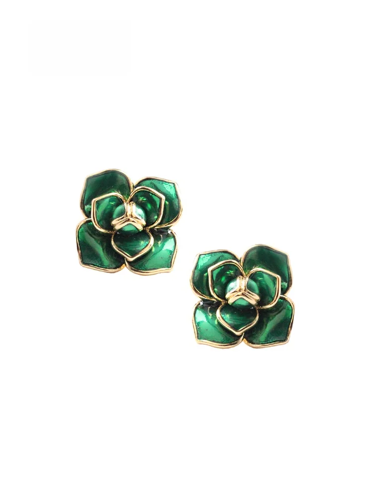 

Серьги-манжеты Sumni Summer New Vintage Green с 3D цветами, эмалью и глянцевым покрытием, серебро S925, модные женские украшения