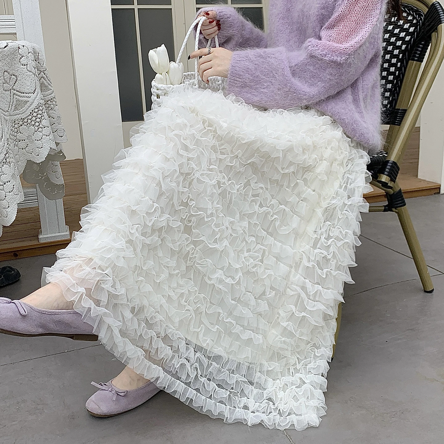 Elegant Forest System Lacy Skirt Fashionable Women's Sweet Heavy Work Multi Layer Cake Skirt Fluffy Princess Half Length Skirt