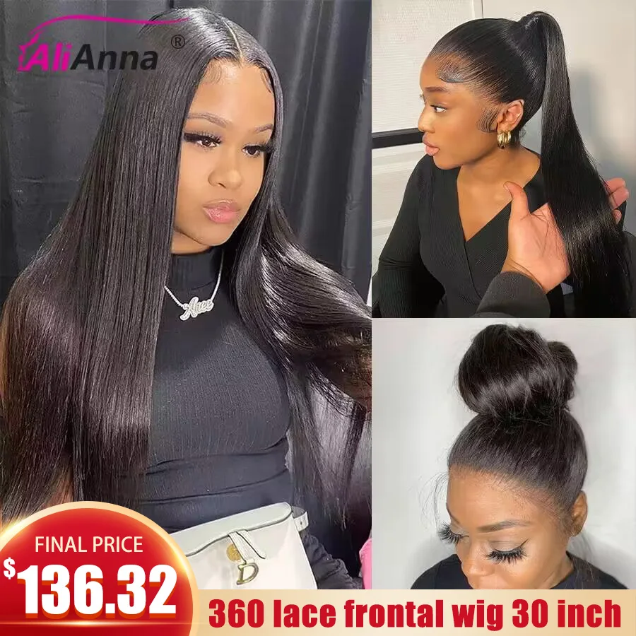 360 Full Lace Wigs Pre Plucked Transparent Lace Wig 13x6 Human Hair Brazilian Straight Lace Front Wigs For Women Raw Hair Wigs