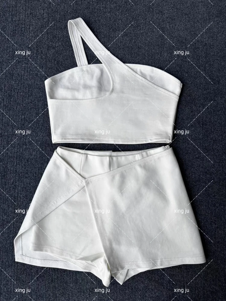 Kpop Korean Singer Concert Jazz Dance Costume White Off-Shoulder Crop Tops Slim Shorts Y2k Nightclub Stage Performance Outfits