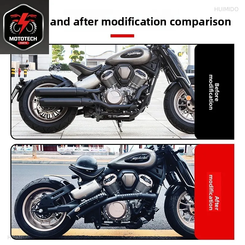 Applicable to Benda Napoleon 450 modified retro sweeping exhaust pipe two out two straight full accessories