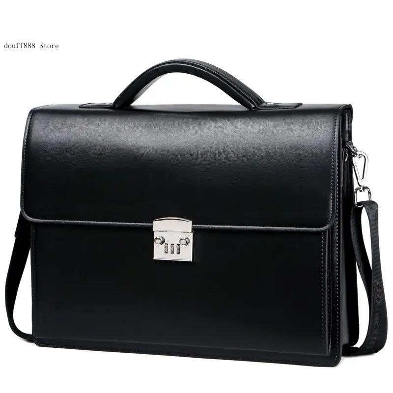 Pu Leather Business Password Lock Large Capacity Laptop Bag for Men