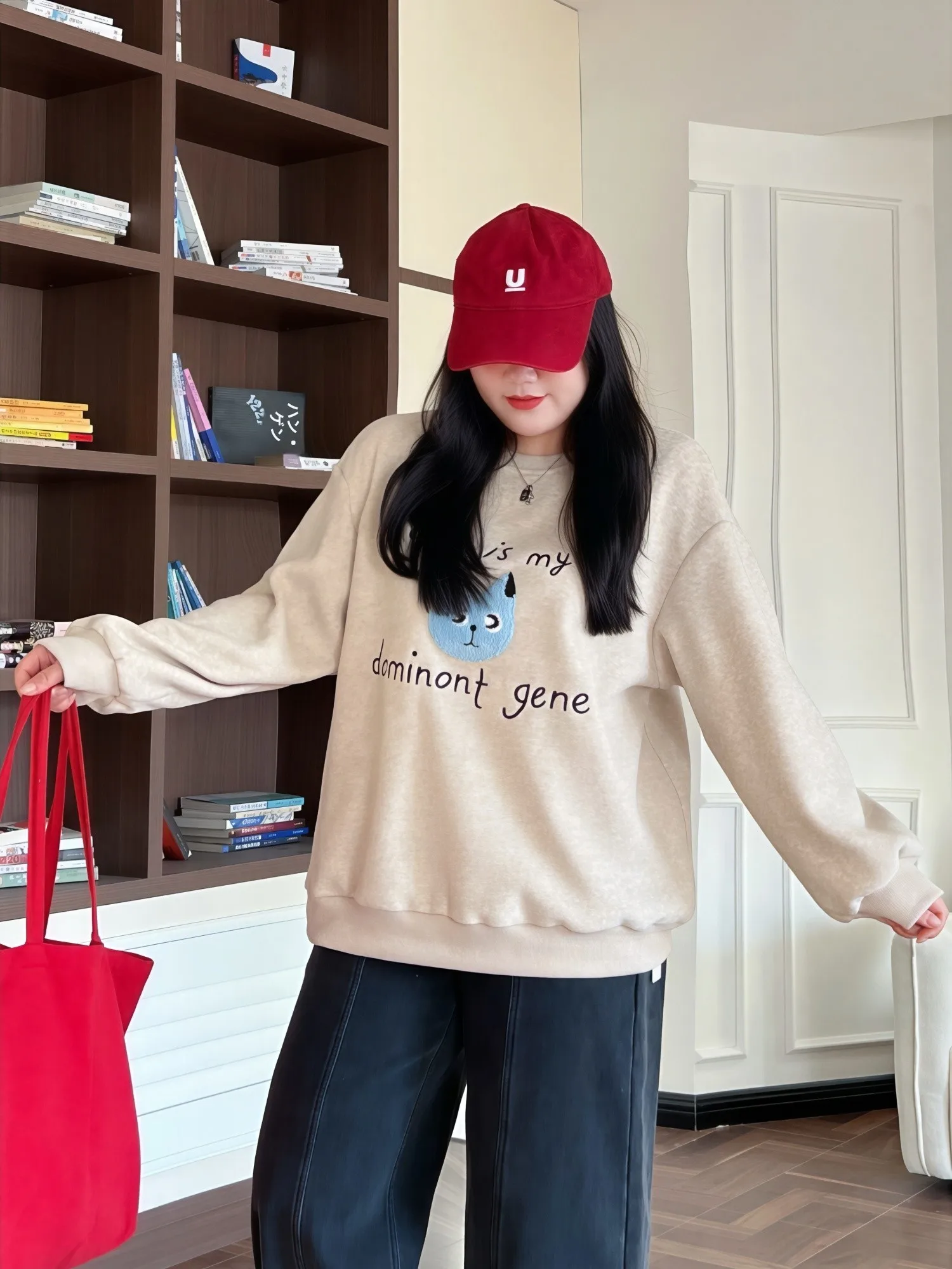 

Женский круглый свитшот на подкладке Ne Fce больших размеров, повседневный топ для поездок на работу, осенне-зимняя модная одежда больших размеров