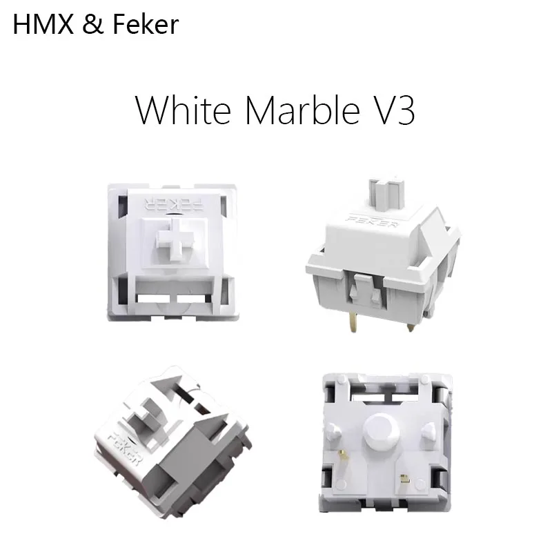 HMX Feker White Marble V3 Hot swap mechanical keyboard accessories Switch 5 Pin HIFI Linear Factory lubrication Gaming  Switches