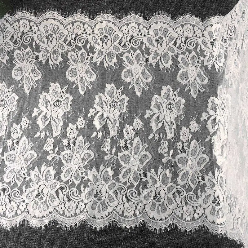 3Meters Black And White Eyelash Lace Fabric 55cm Wide For DIY Wedding Dress Sleeves Skirt Scarf Shawl Clothing Accessories Set