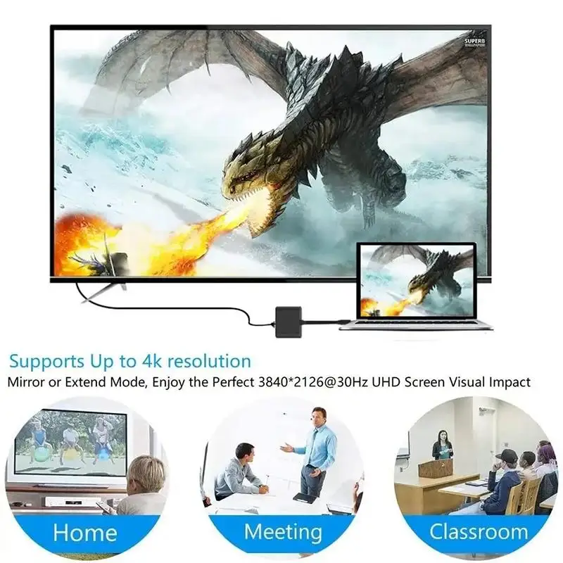 3 في 1 4K نوع C إلى HDMI متوافق USB 3.0 نوع USB C محول USB C محول كابل Thunderbolt 3 التبديل إلى كابل محول HDTV