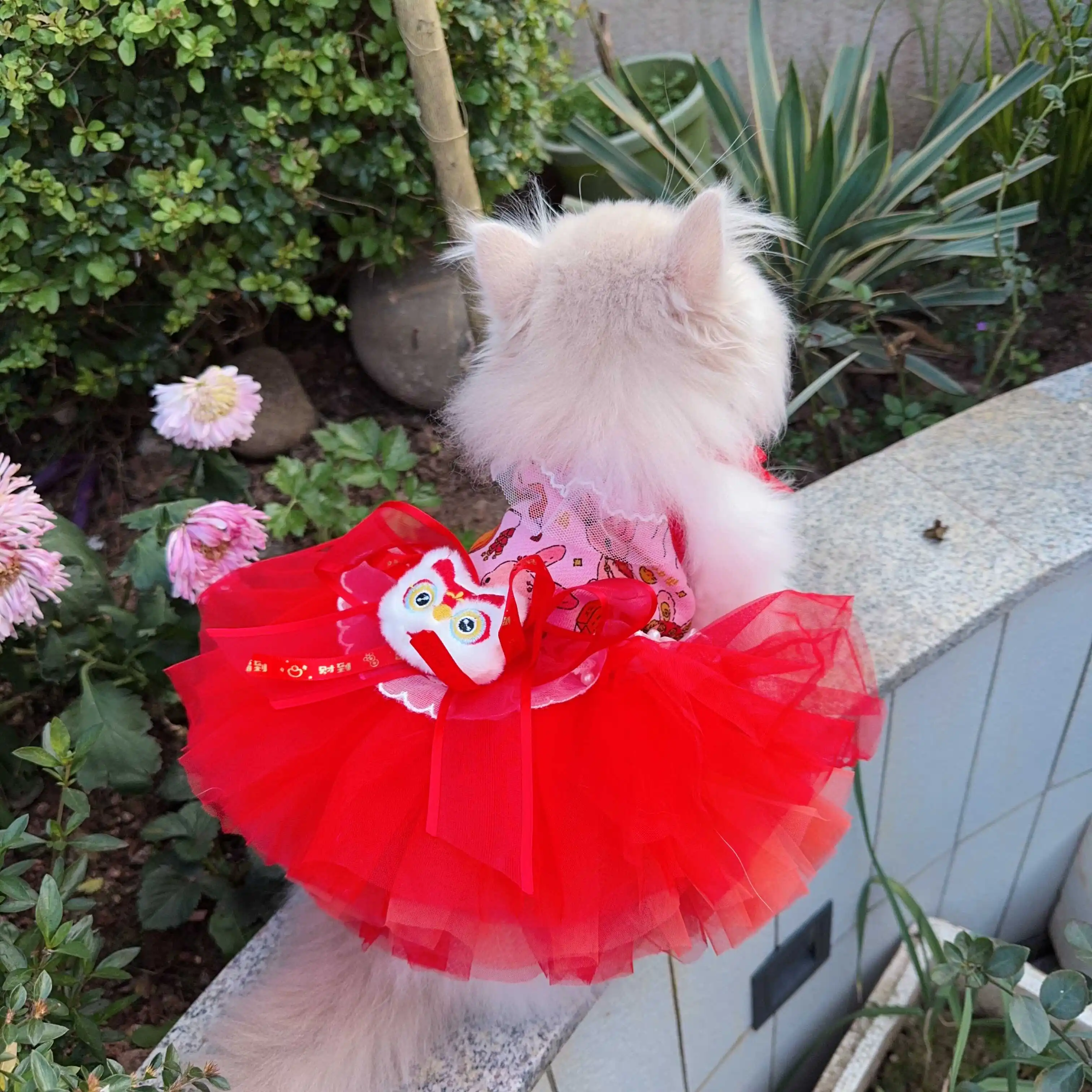 

Fleece-Lined Christmas Dog Dress Holiday Party Costume Short Dress for Halloween Pet Supplies Cute Animal Outfit for Dogs