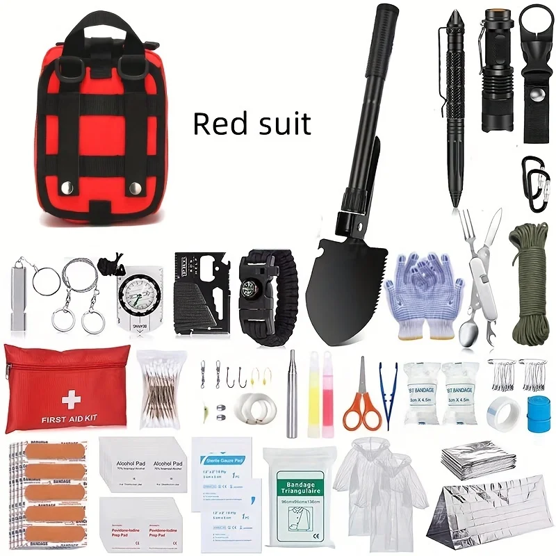 Outdoor survival tool set with multifunctional camping and travel equipment, outdoor EDC emergency tactical package