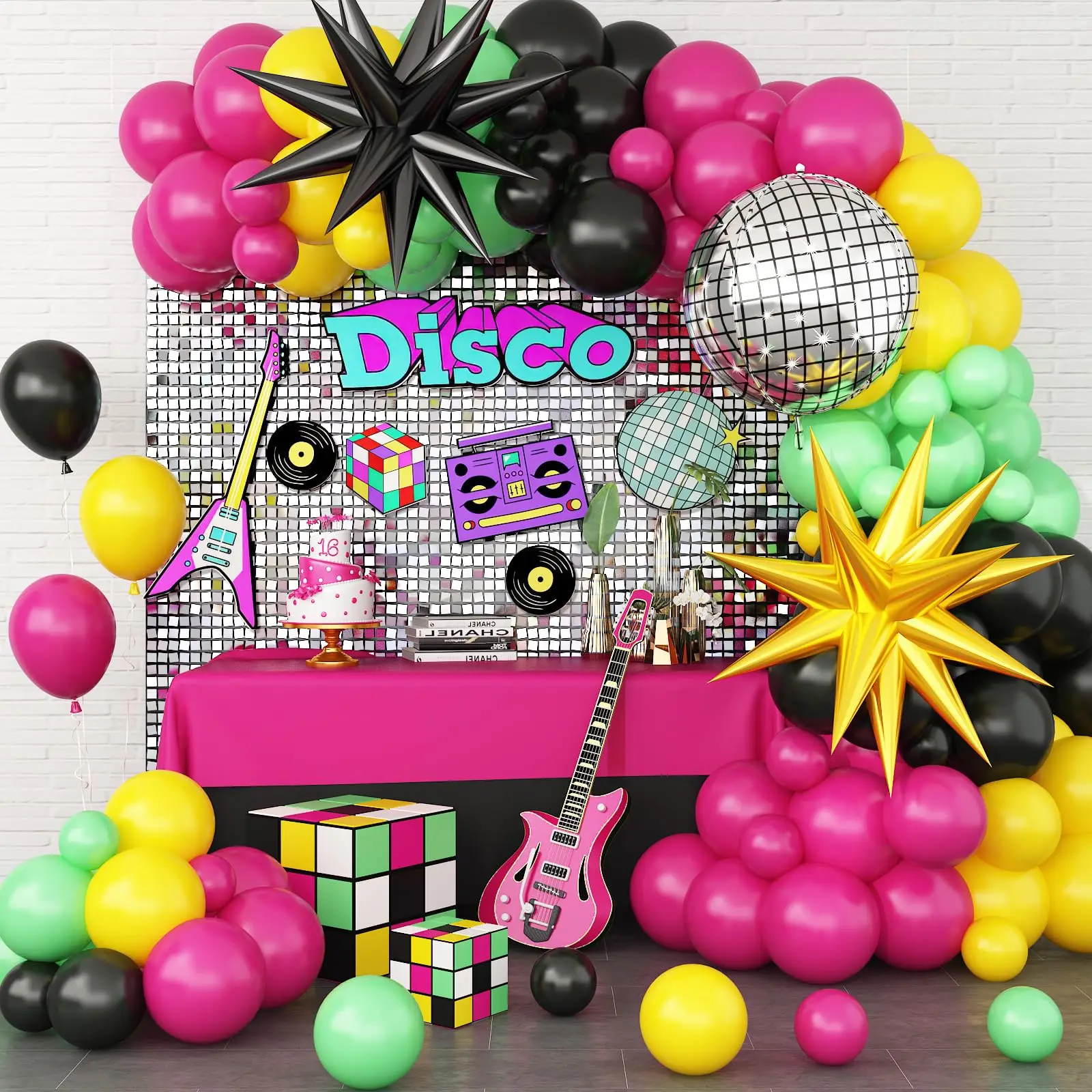Kit de guirlande d'arche de ballons multicolores de 106 pièces, pour fête d'anniversaire sur le thème des années 80 et 90, célébration de remise de diplôme, fête de la Saint-Valentin, décoration