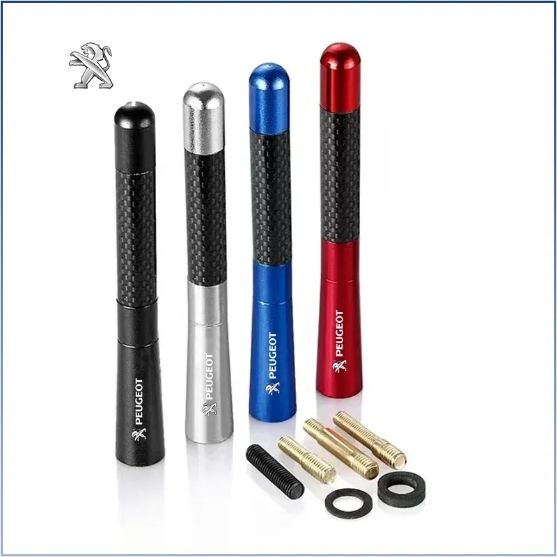 12CM Car Radio Antenna Carbon Fiber Roof Signal Aerial Replacement Caps for Peugeot 3008 2008 308 206 207 407 Wheel Center Caps