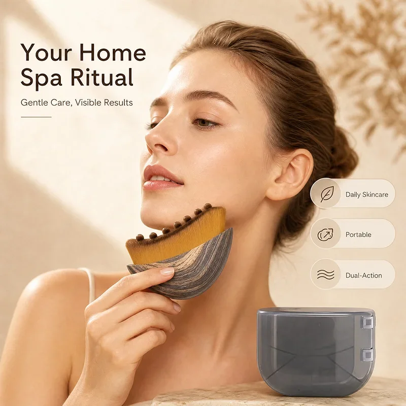 Multifunctional Crescent Face Massager Board, Soft Bristle Infuser Brush Scalp Meridian Massage Comb