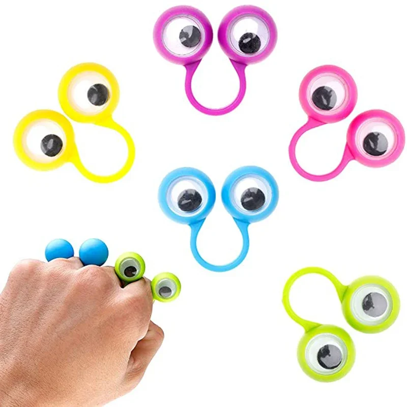 20pcs Creative Finger Eye Puppet Rings with Wiggly Eyes Toys Kids Birthday Party Favors Giveaway Presents Pinata Filler