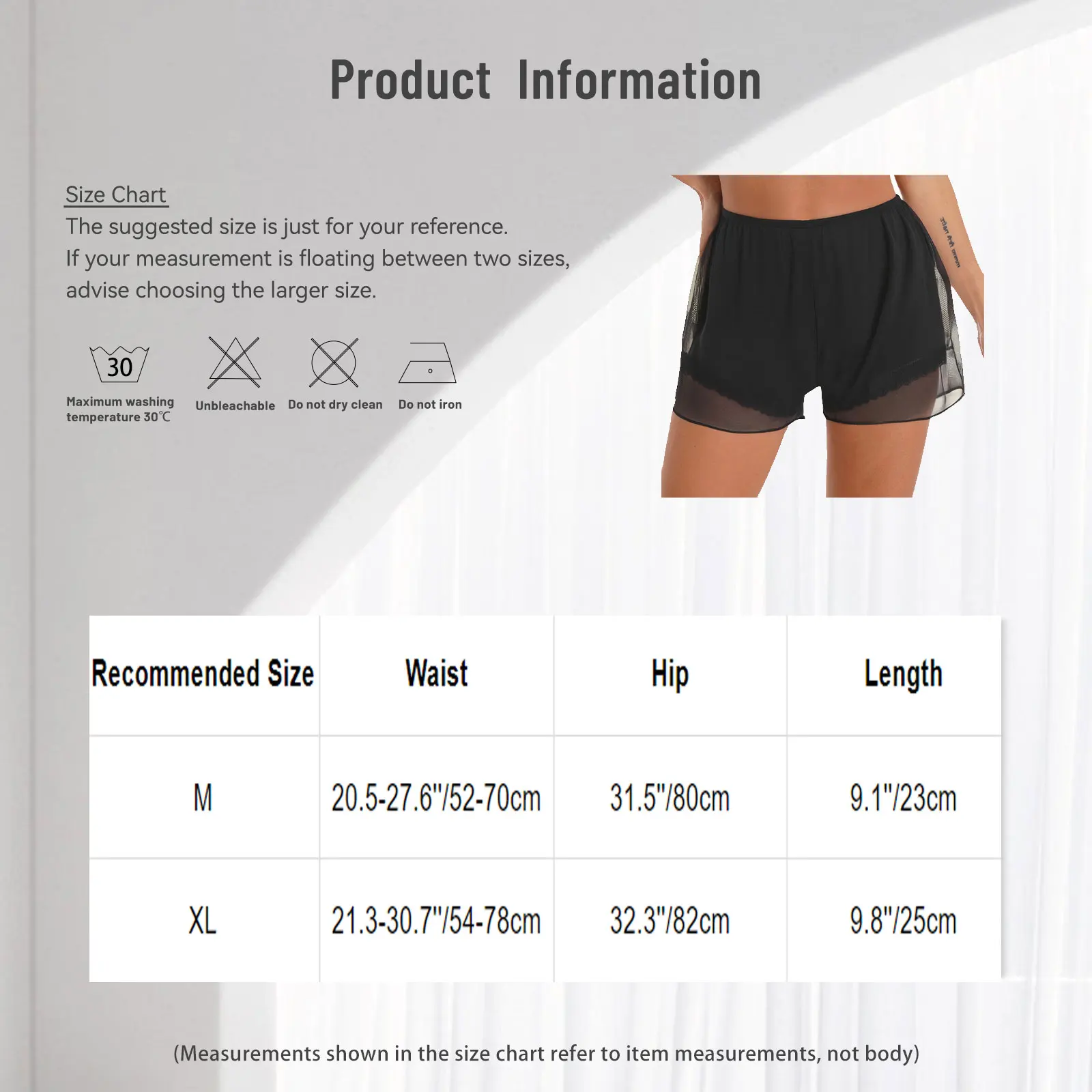 Women Silky Mesh Patchwork Lace Trim Safety Shorts Elastic Waist Two Layers Lining Shorts Pettipants for Daily Casual Vacation