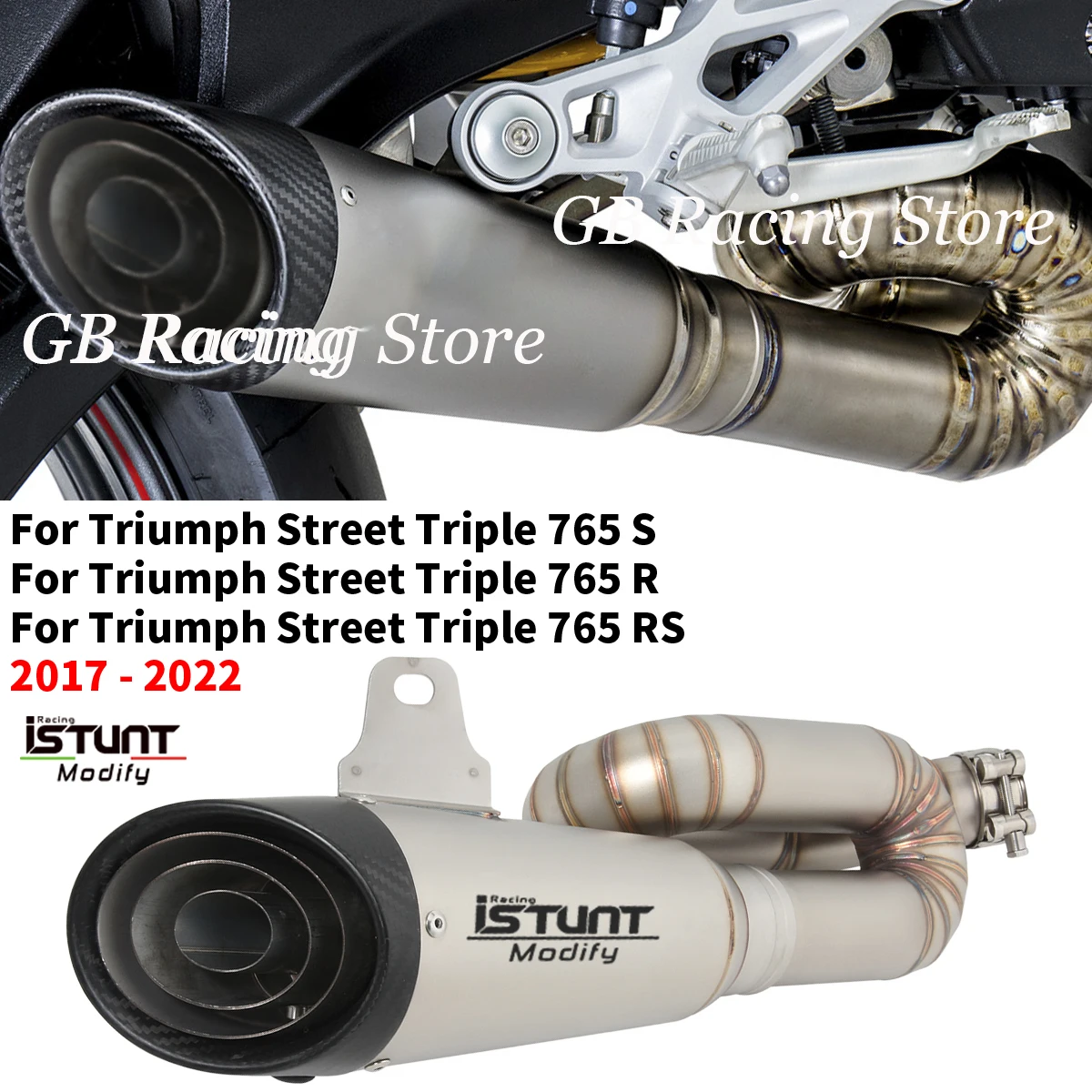 Slip For TRIUMPH STREET TRIPLE 765 S R RS 2017 - 2023 Motorcycle Exhaust System Escpae Moto Mid Link Pipe Connect 51mm Muffler