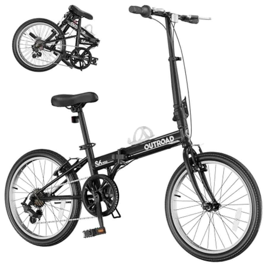 

20-дюймовый складной велосипед для взрослых с 7-скоростной трансмиссией, легкий складной велосипед черного цвета для городских поездок, складной велосипед для езды по городу.