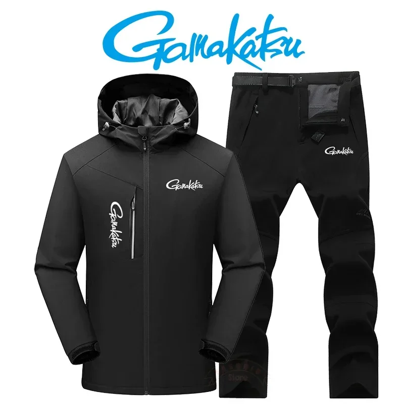 gamakatsu-winter-warm-charge-coat-fishing-set-men's-outdoor-sports-plush-thickened-windproof-warm-climbing-fishing-set