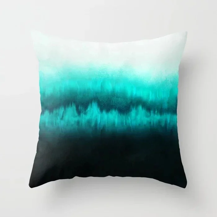 Flower Leaves Pattern Throw Pillow Case Teal Blue Cushion Covers for Home Sofa Chair Decorative Pillowcases