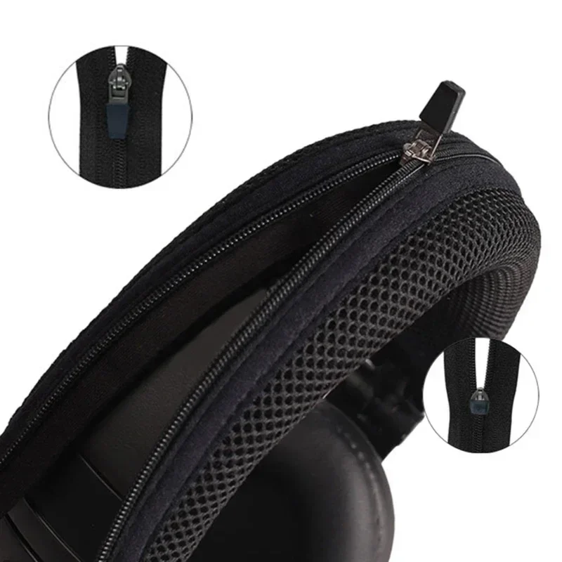 

For ATH M50X Headphones Headbeam Protector Easy to Use and Maintain Cloth Sleeve Earphone Zipper knitted fabric headband cover