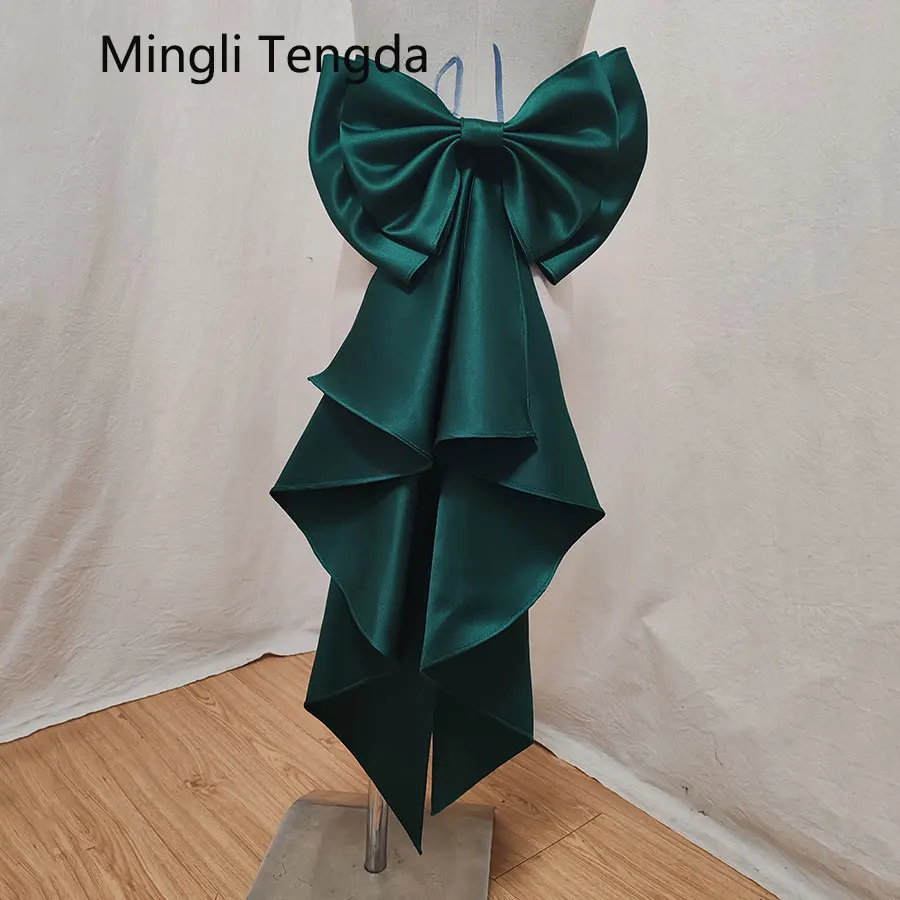 Mingli Tengda Dark Green Stain Seperate Gold Bow Wedding Knots Removeable With Pin Accessories Belt Bride Bowknot Lolita Custom