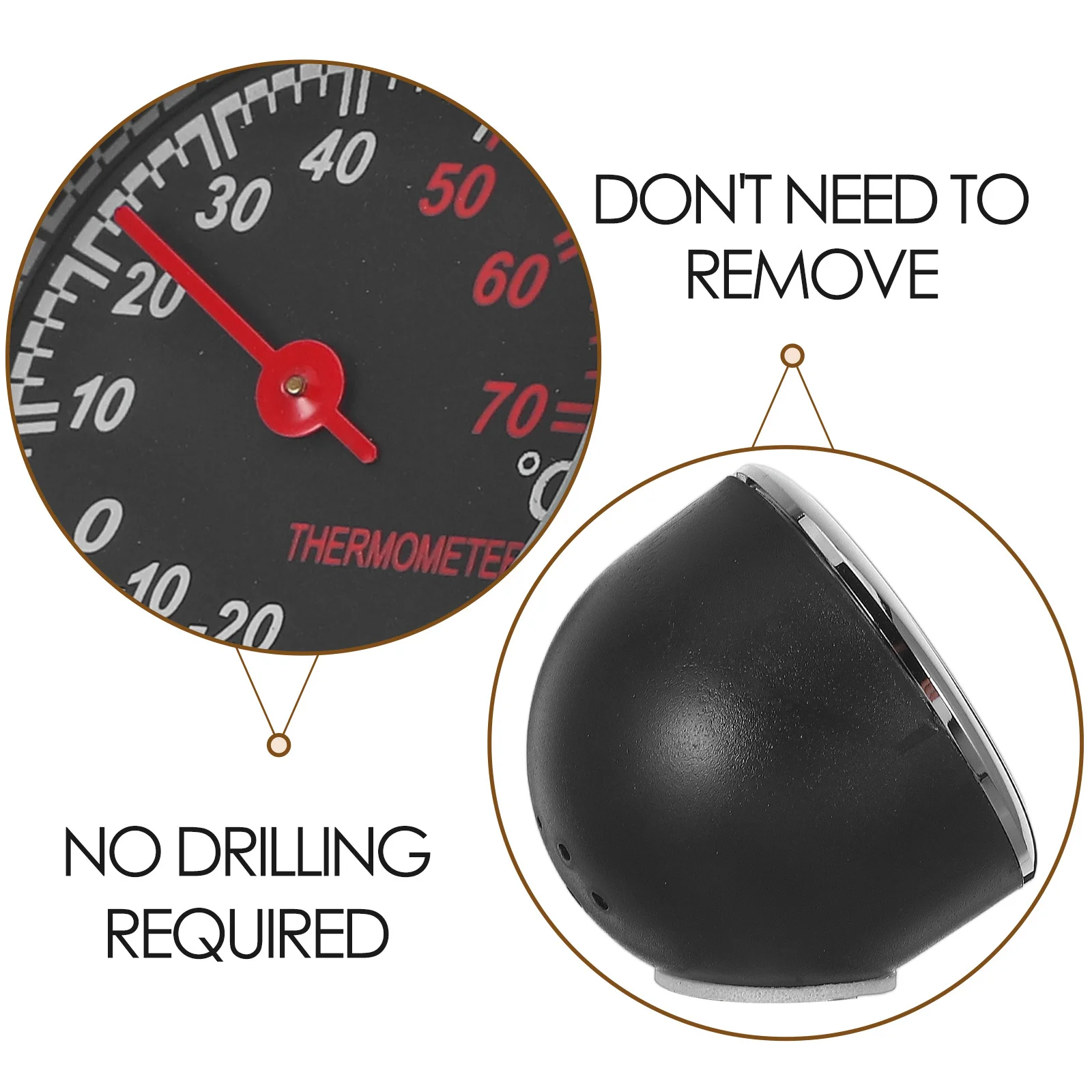 Termometro meccanico luminoso per auto Mini scala per cruscotto del veicolo Puntatore con nucleo in acciaio Auto impermeabile resistente alla polvere retroilluminata