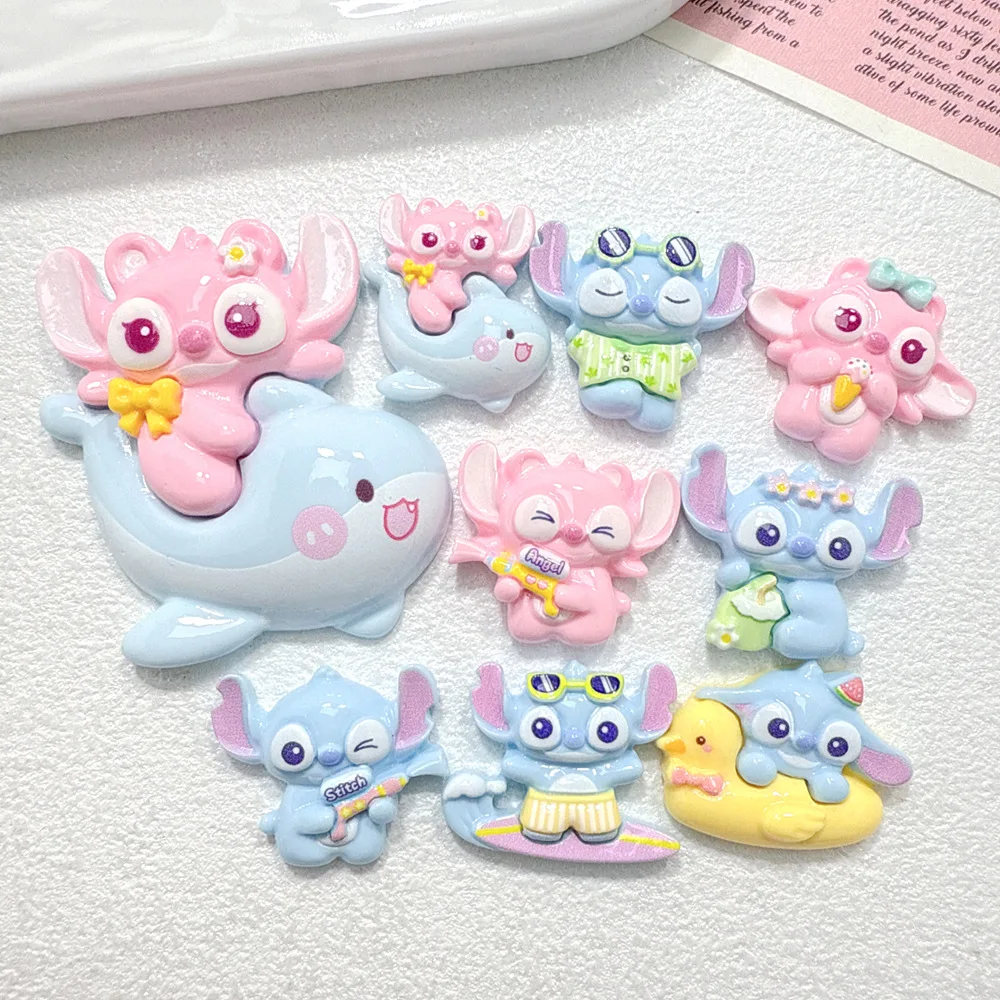5 шт., маленький мультяшный мальчик, Disney Stitch, смола, плоская задняя часть, сделай сам, подвески для мобильного телефона, шпилька, повязка на голову, кулон, аксессуары из смолы
